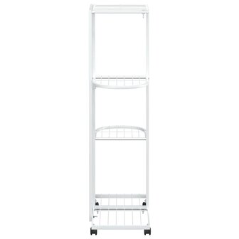 Bloemenstandaard met wielen 4-laags 44x23x80 cm ijzer wit 6