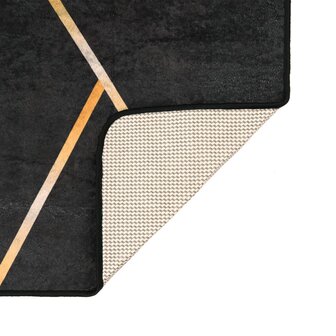 Vloerkleed wasbaar 80x150 cm zwart en goudkleurig 4