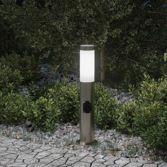Bolderarmatuur met stopcontact 50 cm RVS IP44 1