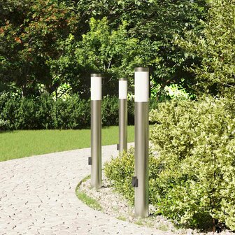 Bolderverlichting met stopcontact 3 stuks 80 cm roestvrij staal IP44 3
