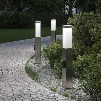 Bolderverlichting met stopcontact 3 stuks 50 cm RVS IP44 1