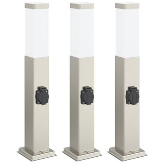 Bolderverlichting met stopcontact 3 stuks 50 cm RVS IP44 2