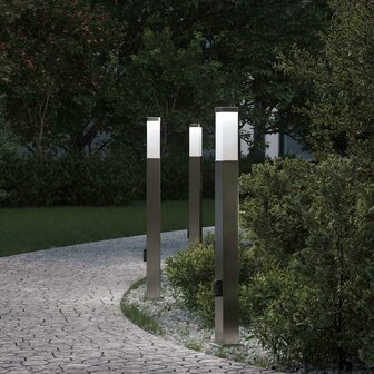 Bolderverlichting met stopcontact 3 stuks 80 cm RVS IP44 1