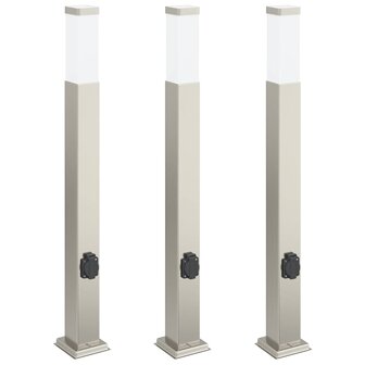 Bolderverlichting met stopcontact 3 stuks 80 cm RVS IP44 2