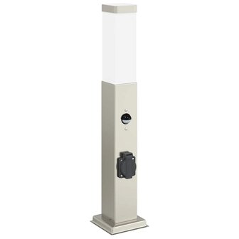 Bolderverlichting met sensor en stopcontact 3 stuks 50 cm roestvrij staal IP44 4