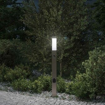 Bolderarmatuur met sensor en stopcontact 80 cm roestvrij staal IP44 1