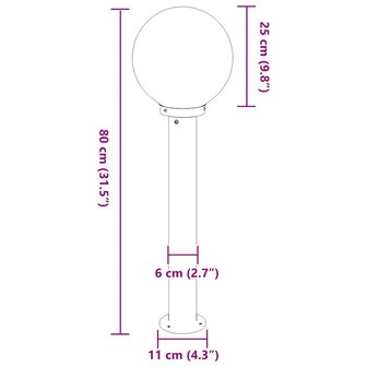 Bolderverlichting 80 cm RVS IP44 9