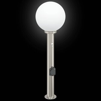 Bolderarmatuur met sensor en stopcontact 80 cm roestvrij staal IP44 6