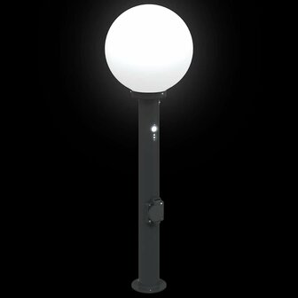 Bolderarmatuur met sensor en stopcontact 80 cm zwart IP44 6