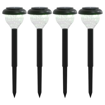 Tuinpadverlichting 4 st solar met grondpennen RGB en warmwit 2