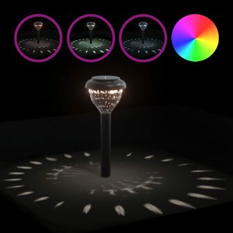 Tuinpadverlichting 4 st solar met grondpennen RGB en warmwit 6