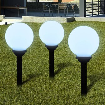 Tuinpadlampen 3 st met grondpin LED 20 cm 1