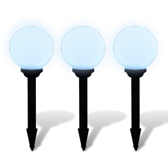 Tuinpadlampen 3 st met grondpin LED 20 cm 3