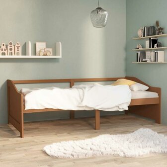Bedbank 3-zits massief grenenhout honingbruin 90x200 cm 1