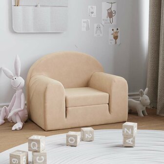 Kinderslaapbank zacht pluche cr&amp;egrave;mekleurig 1
