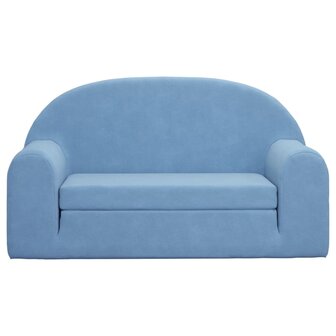 Kinderslaapbank 2-zits zacht pluche blauw 3