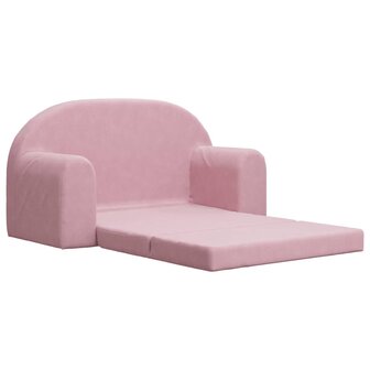 Kinderslaapbank 2-zits zacht pluche roze 4