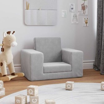 Kinderslaapbank zacht pluche lichtgrijs 2
