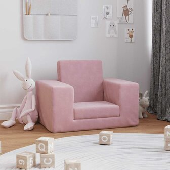 Kinderslaapbank zacht pluche roze 2