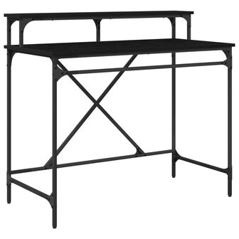 Bureau Zwart Eiken 100 x 50 x 90 cm Bewerkt hout 2
