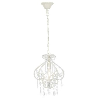 Plafondlamp met kralen rond E14 wit 2