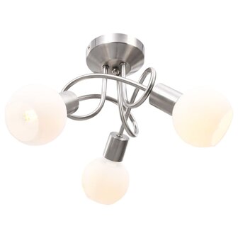 Plafondlamp met keramieken bolvormige kappen voor 3xE14 wit 1