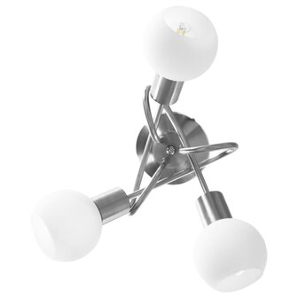 Plafondlamp met keramieken bolvormige kappen voor 3xE14 wit 5