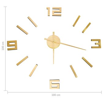 3D-wandklok modern XXL 100 cm goudkleurig 5