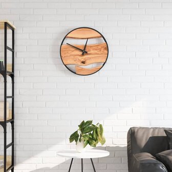 Wandklok &amp;Oslash;35 cm ijzer en olijfhout bruin 1