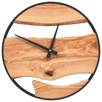 Wandklok &amp;Oslash;35 cm ijzer en olijfhout bruin 2