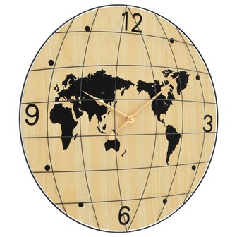 Wandklok &amp;Oslash;50 cm bewerkt hout geel en zwart 3