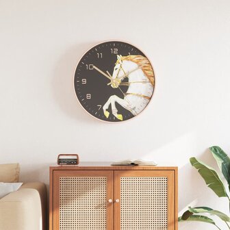 Wandklok &amp;Oslash;29,5 cm polystyreen en glas goudkleurig en wit 1