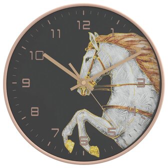 Wandklok &amp;Oslash;29,5 cm polystyreen en glas goudkleurig en wit 2