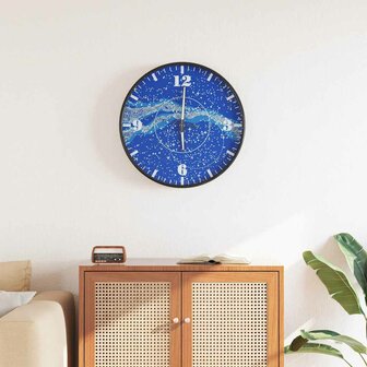 Wandklok met lichtgevende wijzerplaat en wijzers &amp;Oslash;30 cm blauw 1