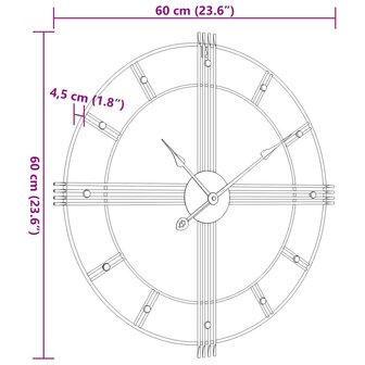 Wandklok &amp;Oslash;60 cm ijzer zwart 7