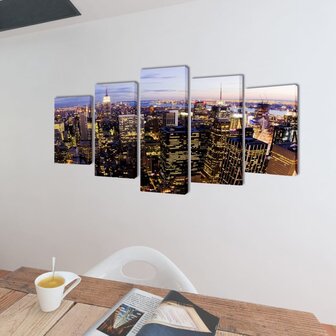 Canvas muurdruk set Horizon New York skyline 200 x 100 cm 2