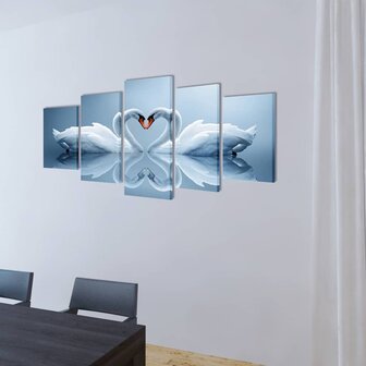 Canvas muurdruk set Zwaan 200 x 100 cm 2