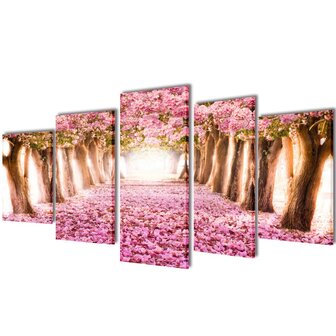 Canvas muurdruk print set kersenbloesem 100 x 50 cm 1