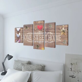 Canvas muurdruk print set home sweet home 100 x 50 cm 2