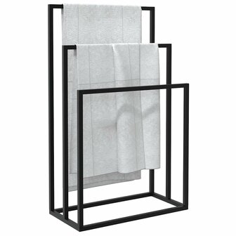 Handdoekenrek vrijstaand 48x24x79 cm ijzer zwart 4
