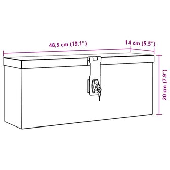 Aluminium kist 48,5x14x20 cm zilverkleurig 8