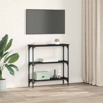 Wandtafel met plank Zwart Eiken 75 x 22,5 x 75 cm Bewerkt hout 4