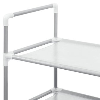 Schoenenrek met 8 schappen metaal en nonwoven stof zilverkleur 6