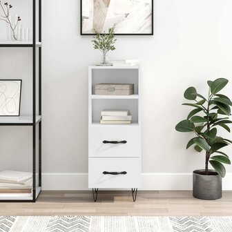 Dressoir 34,5x34x90 cm bewerkt hout hoogglans wit 1
