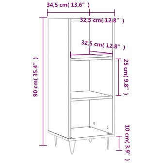 Dressoir 34,5x32,5x90 cm bewerkt hout zwart 9