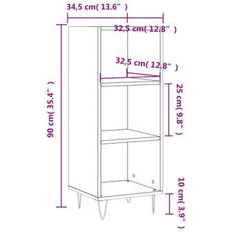 Dressoir 34,5x32,5x90 cm bewerkt hout hoogglans wit 9