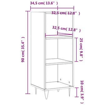 Dressoir 34,5x32,5x90 cm bewerkt hout bruin eikenkleur 9