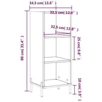 Dressoir 34,5x32,5x90 cm bewerkt hout grijs sonoma eikenkleurig 9
