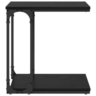Bijzettafel met plank Zwart Eiken 50 x 35 x 52 cm Bewerkt hout 5