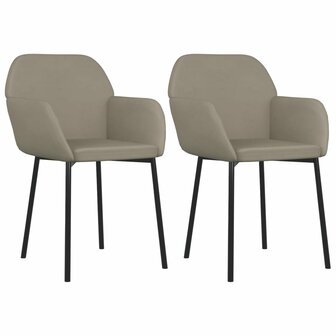 Eetkamerstoelen 2 st fluweel lichtgrijs 2
